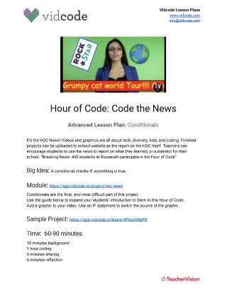 Code the News Beginner Hour of Code Lesson Plan from Vidcode