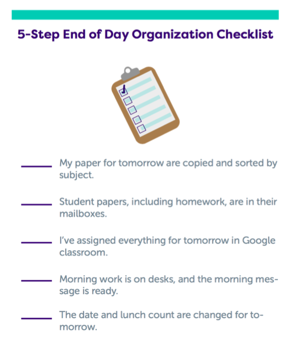 Organization Checklist for Teachers