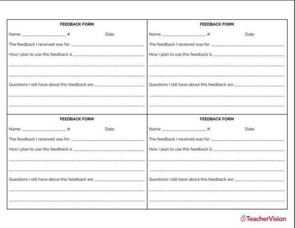 Students use this form to respond to a teacher's feedback 