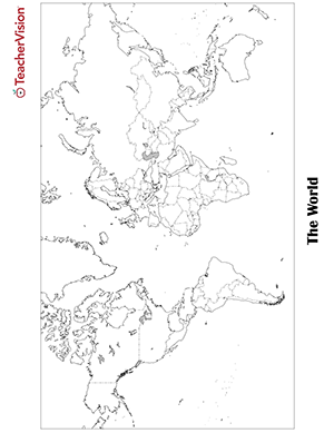 Blank World Map - Printable Blank Map of the World PDF - TeacherVision