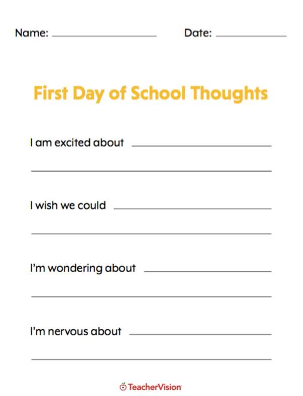 An activity to support students to share how they are feeling the first day of school 