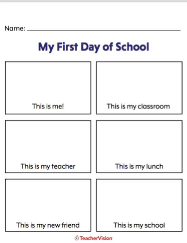 An activity to support students to reflect on their first day of school. 