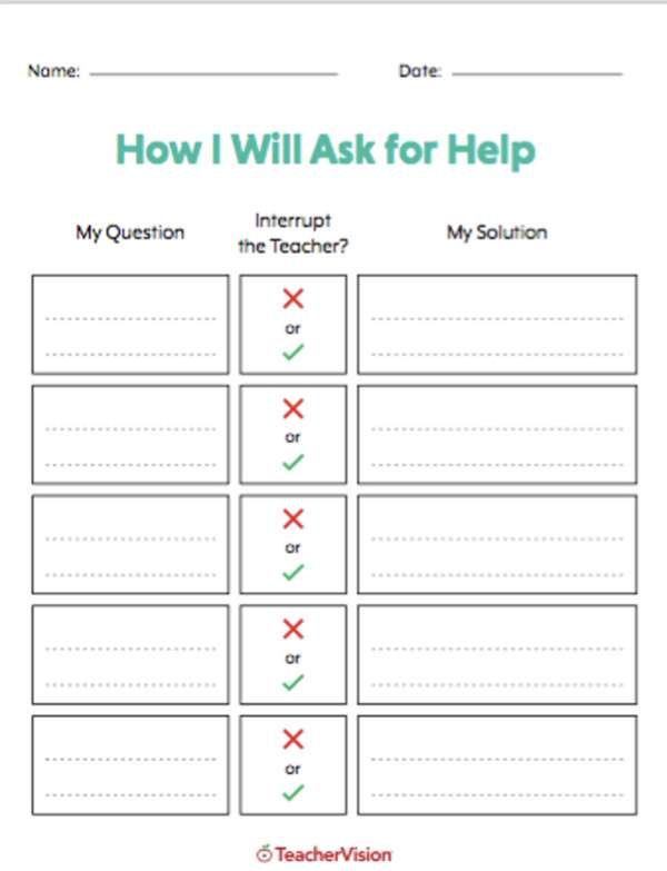 a resource that supports students to understand and learn how to ask for help in your classroom