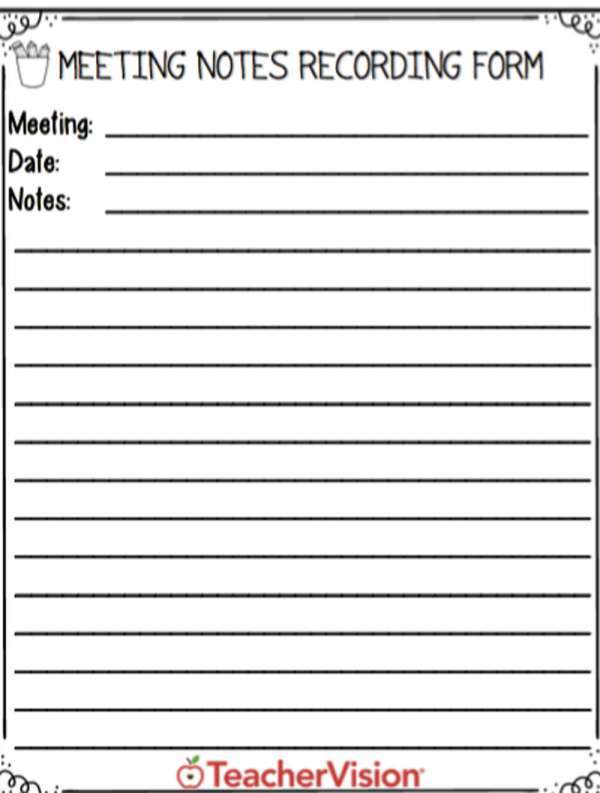 A note-taking template for meetings