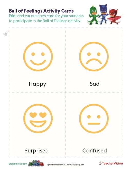 This activity is designed to be used with the PJ Masks Reflect Center Activity #1: Ball of Feelings. 