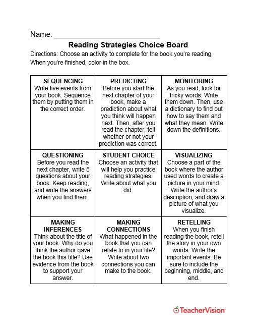 Help students practice reading strategies with these activities