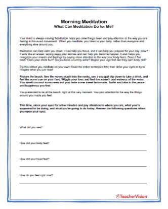 Morning Meditation Activity for the Classroom - TeacherVision