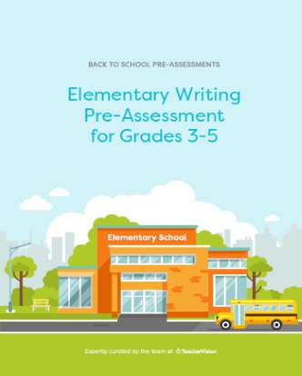 Elementary Writing Diagnostic Pre-Assessment for Grade 3 to Grade 5