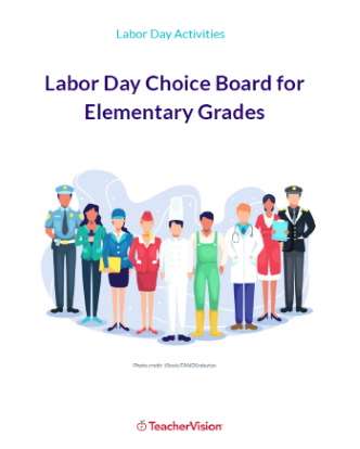 Labor Day Choice Board for Elementary Grades