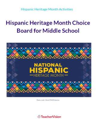 Hispanic Heritage Month Choice Board for Middle School