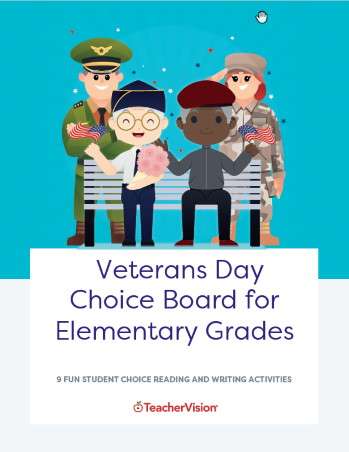 Veterans Day Choice Board for Elementary Grades