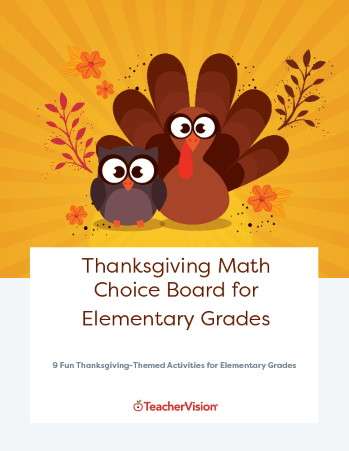 Thanksgiving Math Choice Board for Elementary Grades