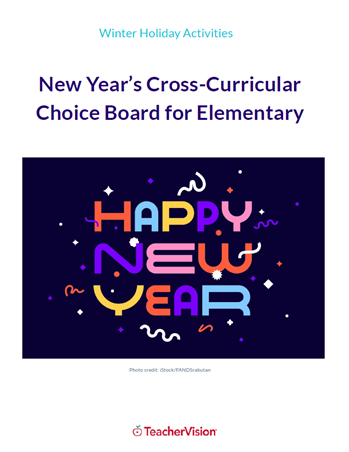 New Year's Choice Board for Elementary Grades