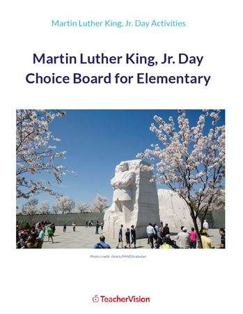 Martin Luther King, Jr. Choice Board for Elementary