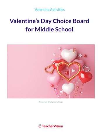Valentine's Day Choice Board for Middle School