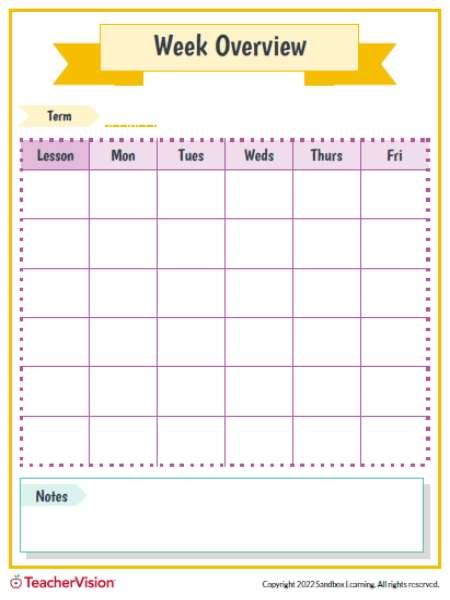 Teacher Weekly Planner