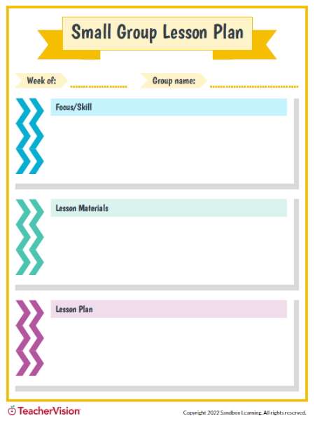 Small Group Lesson Plan Template