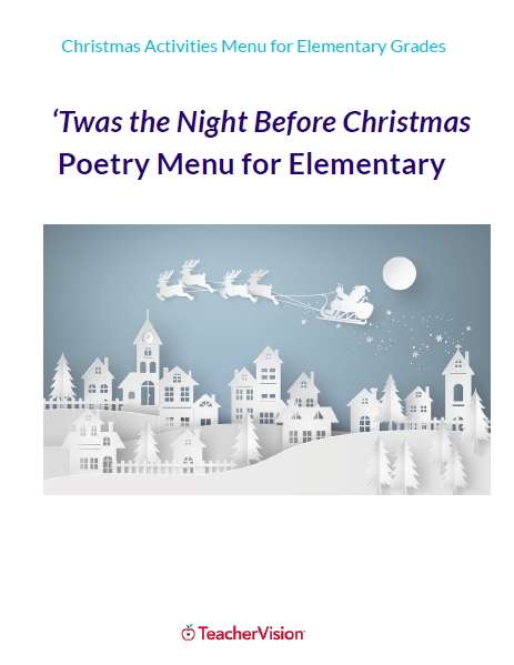 ‘Twas the Night Before Christmas Poetry Menu for Elementary