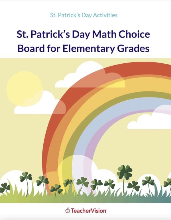 St. Patrick's Day Math Choice Board for Elementary