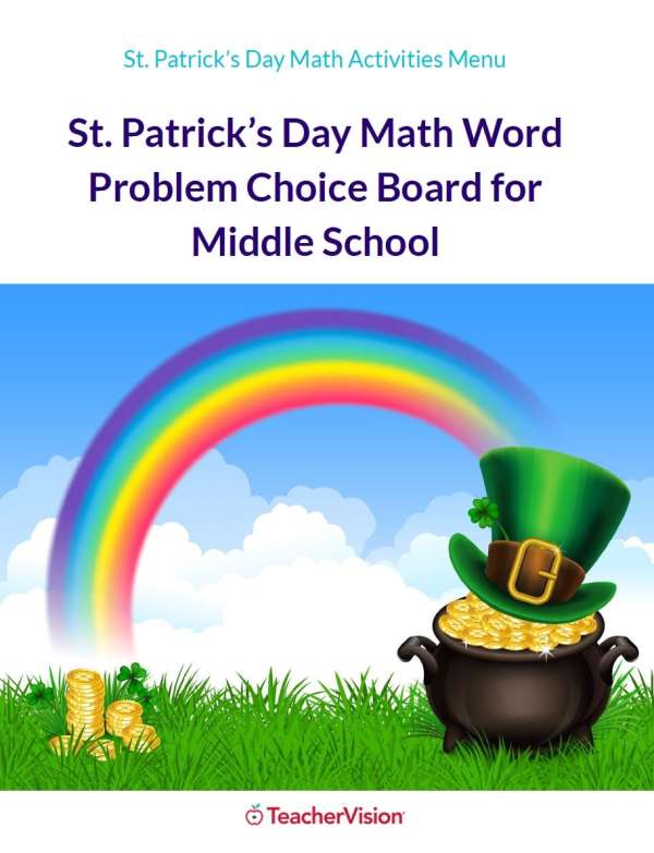 St. Patrick's Day Math Choice Board