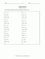 Exploring Additions Patterns: Worksheets