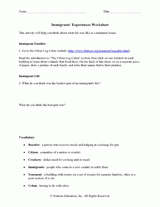 Immigrants' Experiences Worksheet
