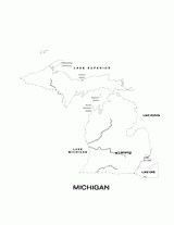 Michigan State Map with Physiography