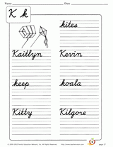 Cursive Handwriting - Kk