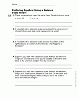 Exploring Algebra: Using a Balance Scale Model (Gr. 4)