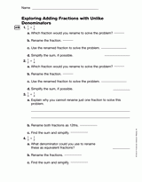 Exploring Adding Fractions with Unlike Denominators (Gr. 4)