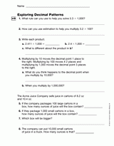 Multiplication: Exploring Decimal Patterns (Gr. 5)