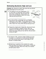 Estimating Quotients: High and Low (Gr. 5)