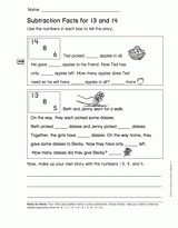 Subtraction Facts for 13 and 14 (Gr. 1)