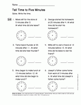 Tell Time to Five Minutes (Gr. 2)
