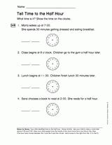 Tell Time to the Half Hour (Gr. 2)