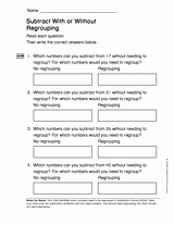 Subtract With or Without Regrouping (Gr. 2)