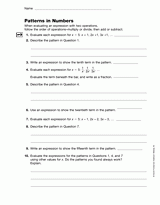 Patterns in Numbers: Beginning Algebra Concepts (Gr .6)