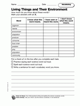 Living Things and Their Environments: Vocabulary