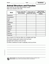 Animal Structure and Function: Vocabulary