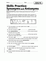 Science and Language Arts: Synonyms and Antonyms