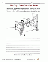 Main Idea and Story Writing: The Day I Grew Two Feet Taller