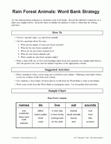 Rain Forest Animals: Word Bank Strategy