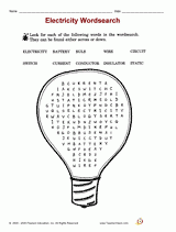 Electricity Wordsearch