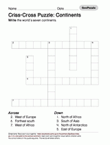 Criss-Cross Puzzle: Continents