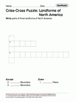 Criss-Cross Puzzle: Landforms of North America