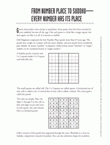 From Number Place to Sudoku—Every Number Has Its Place