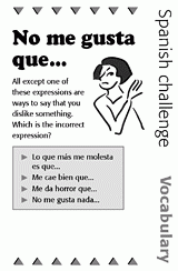 Spanish Vocabulary Challenge: I Don't Like It