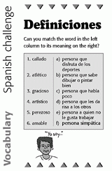 Spanish Vocabulary Challenge: Definitions