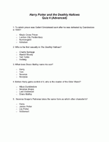 Harry Potter and the Deathly Hallows: Quiz 4 (Advanced)