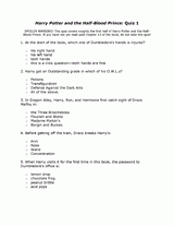Harry Potter and the Half-Blood Prince: Quiz 1